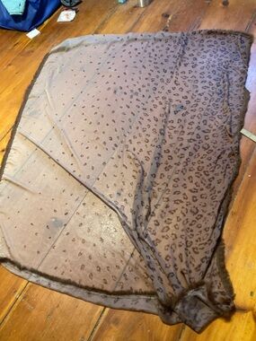 Sheer Leopard Print scarf with fur trim